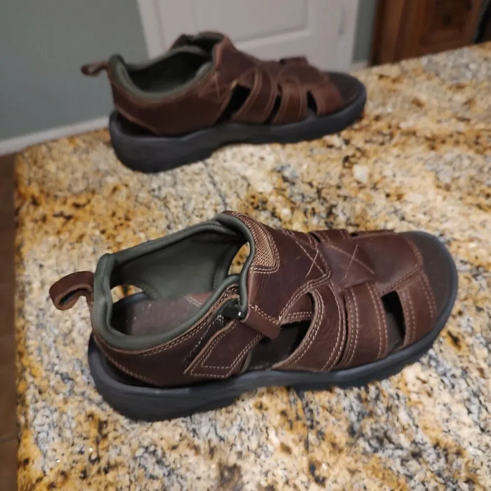 Rockport Rocklake Fisherman Sandals Brown Leather CI6849 Men's Size 8W EUC - Picture 5 of 12